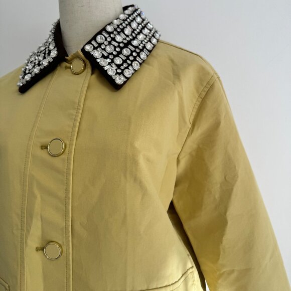 Veronica Beard Arlen Crystal Collar Cotton Dickey Coat - Picture 8 of 14